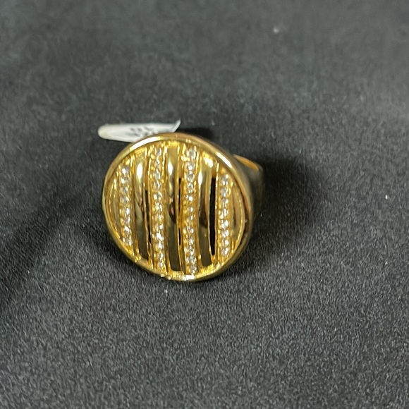 FASHION JEWERLY LUNETA RING WITH LINES FILLED WITH ZIRCONIA STAINLESS STEEL # 10 - Picture 5 of 7